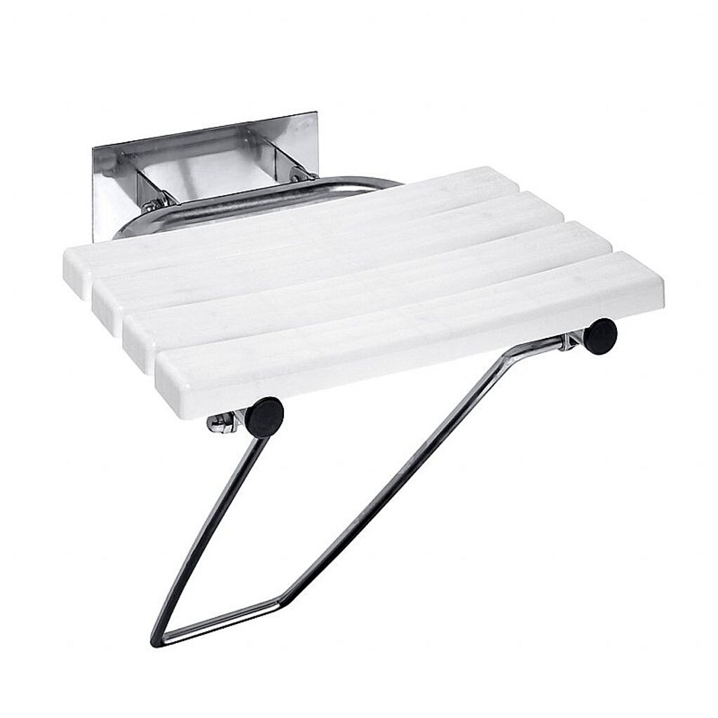 Brillantbad BELP Duschklappsitz Edelstahl poliert Kunststoff mit Abdeckung 440x460x450 mm, 200 kg Traglast für Bad & WC >> zum Bohren