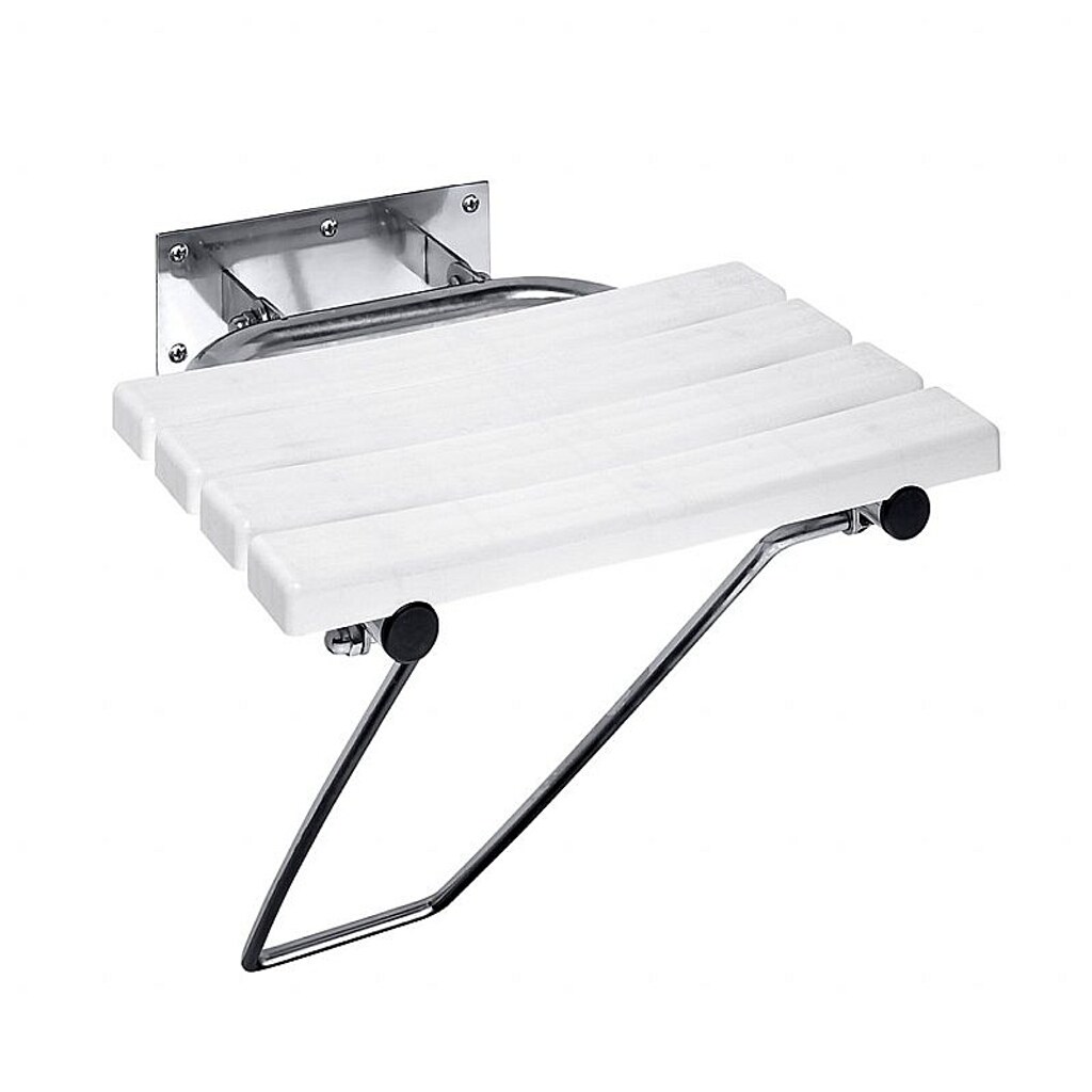 Brillantbad BELP Duschklappsitz Edelstahl gebürstet Kunststoff 440x460x450 mm, 200 kg Traglast für Bad & WC >> zum Bohren