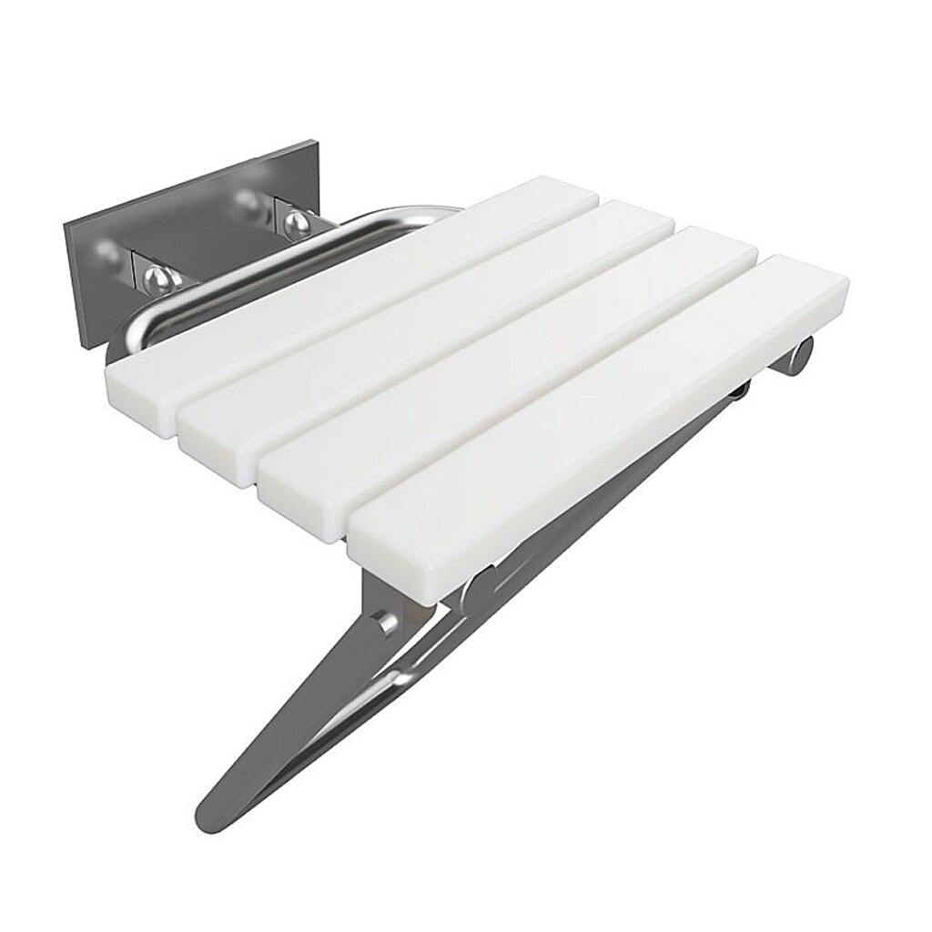 Brillantbad BELP Duschklappsitz Edelstahl gebürstet Kunststoff mit Abdeckung 440x460x450 mm, 200 kg Traglast für Bad & WC >> zum Bohren
