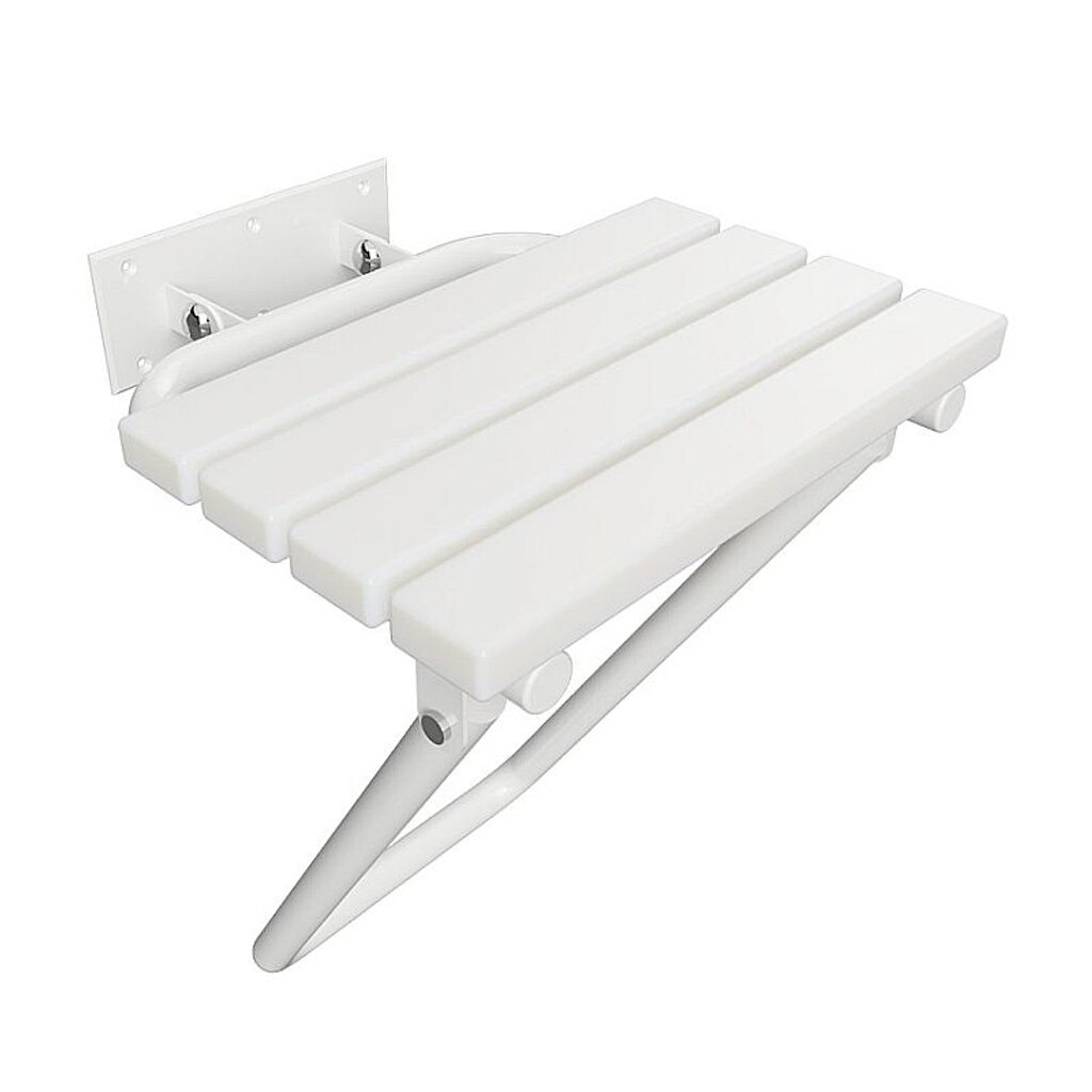 Brillantbad BELP Duschklappsitz Edelstahl Weiß Kunststoff 440x460x450 mm, 200 kg Traglast für Bad & WC >> zum Bohren