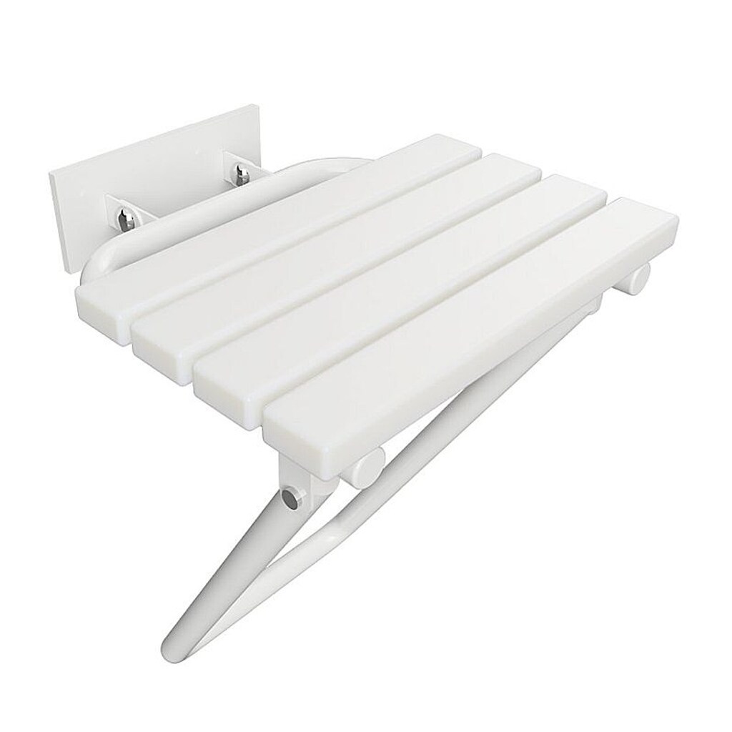 Brillantbad BELP Duschklappsitz Edelstahl Weiß Kunststoff mit Abdeckung 440x460x450 mm, 200 kg Traglast für Bad & WC >> zum Bohren