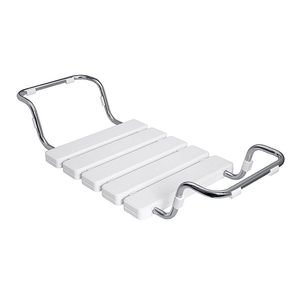 Brillantbad BELP Badewannensitz Edelstahl poliert Kunststoff Wei&szlig; 740-840x130x320 mm, 120 kg Traglast f&uuml;r Bad & WC >> zum Einh&auml;ngen - Bild 1