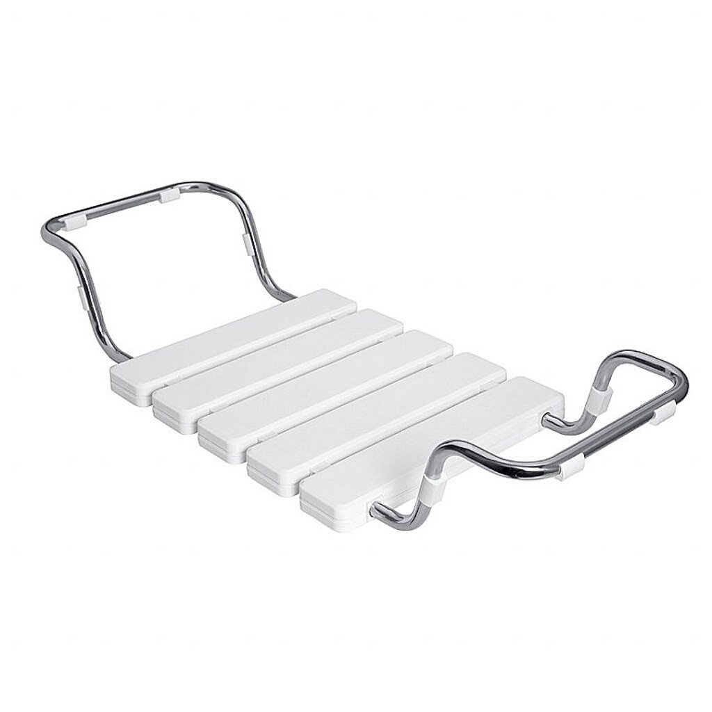 Brillantbad BELP Badewannensitz Edelstahl poliert Kunststoff Weiß 740-840x130x320 mm, 120 kg Traglast für Bad & WC >> zum Einhängen