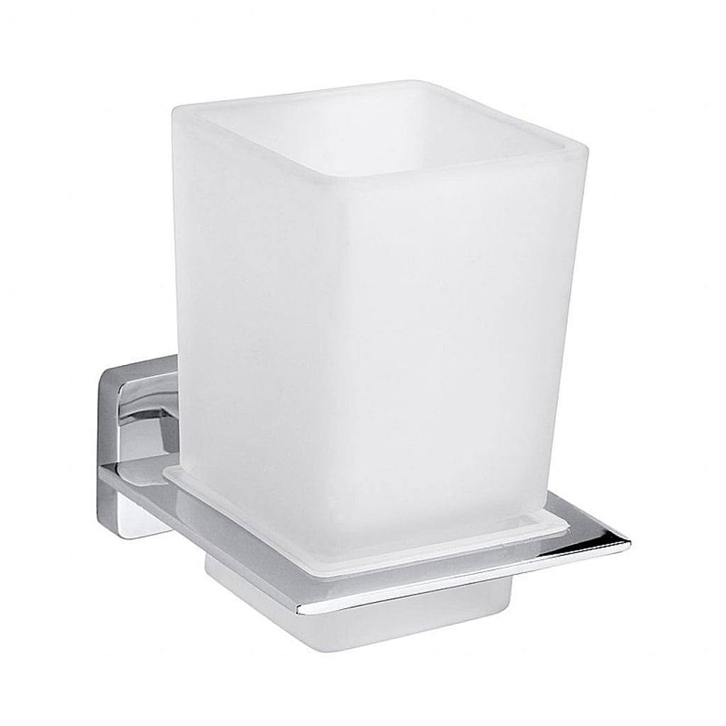 Brillantbad BIKI Glashalter mit Glas Chrom poliert Glas 77x97x100 mm f&uuml;r Bad & K&uuml;che >> zum Bohren - Bild 1