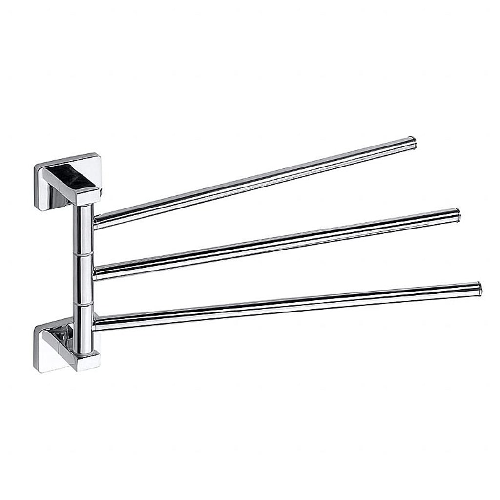 Brillantbad BIKI Handtuchhalter 3 Haken schwenkbar Chrom poliert 42x175x350 mm f&uuml;r Bad & K&uuml;che >> zum Bohren - Bild 1