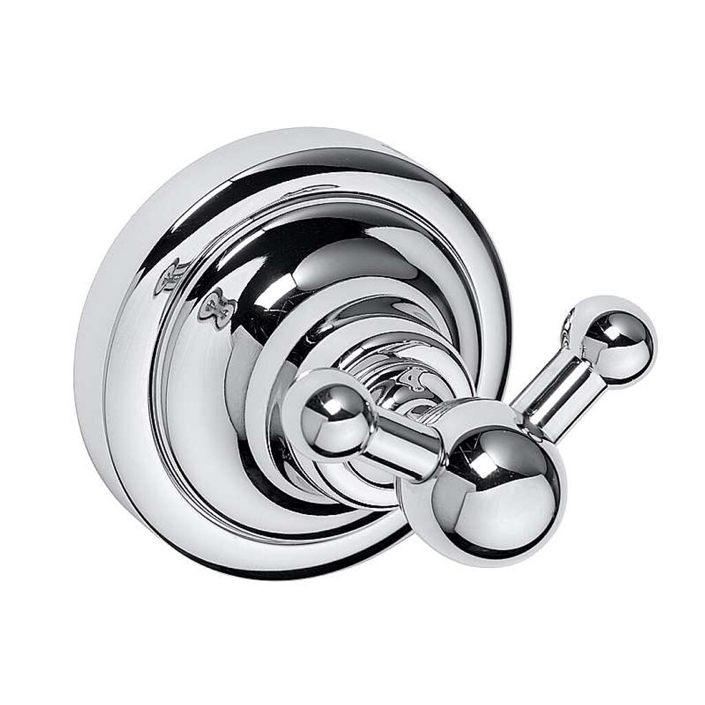 Brillantbad BETRO CHROM Doppelkleiderhaken Messing Chrom 65x65x65 mm f&uuml;r Bad & K&uuml;che >> zum Bohren - Bild 1