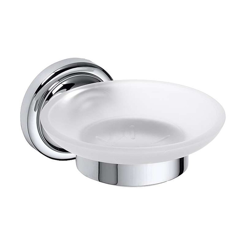 Brillantbad BETRO CHROM Seifenschale Messing Glas Chrom 110x65x138 mm f&uuml;r Bad & K&uuml;che >> zum Bohren - Bild 1