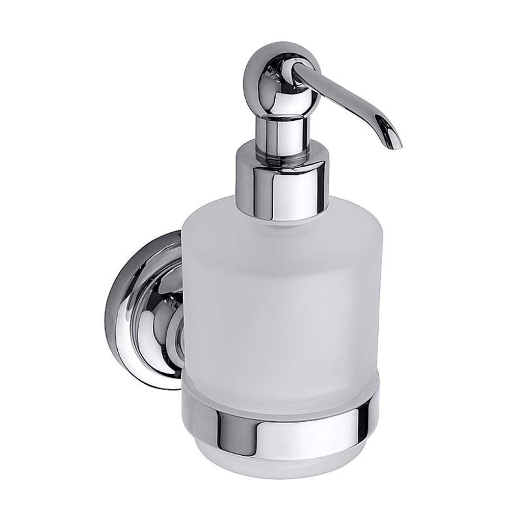 Brillantbad BETRO CHROM Seifenspender Messing Glas Chrom 75x150x120 mm, 200 ml f&uuml;r Bad & K&uuml;che >> zum Bohren - Bild 1