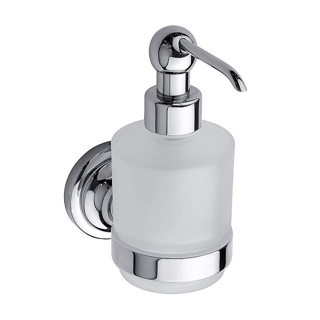 Brillantbad BETRO CHROM Seifenspender Messing Glas Chrom 75x150x120 mm, 200 ml für Bad & Küche >> zum Bohren