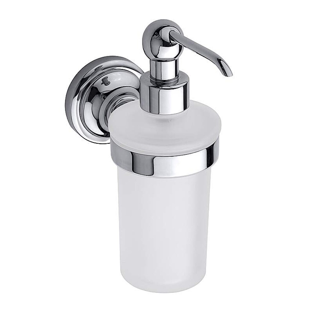 Brillantbad BETRO CHROM Seifenspender Messing Glas Chrom 80x190x120 mm, 230 ml für Bad & Küche >> zum Bohren