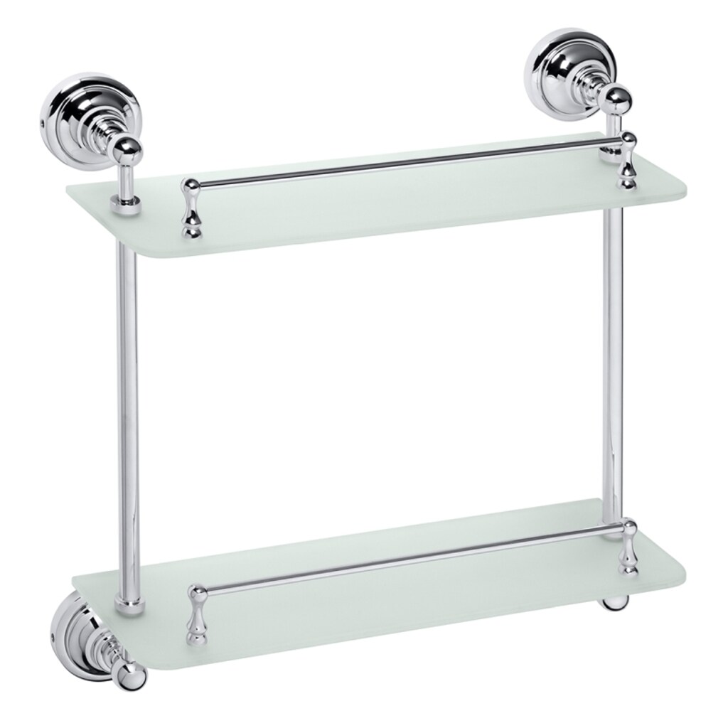 Brillantbad BETRO CHROM Glasregal Messing Glas Chrom 400x420x120 mm für Bad & Küche >> zum Bohren