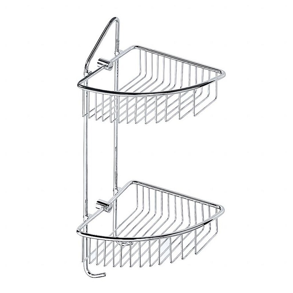 Brillantbad BYTRO Doppeleckseifenkorb Messing Chrom poliert 205x220x500 mm für Bad & WC >> zum Bohren