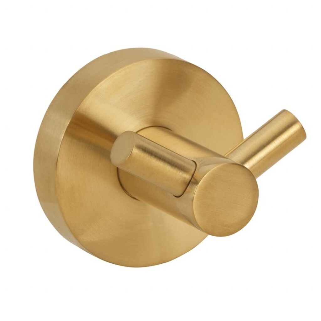 Brillantbad BABLO Doppelkleiderhaken Messing Gold matt 50x55x55 mm f&uuml;r Bad & K&uuml;che >> zum Bohren oder Kleben* - Bild 1