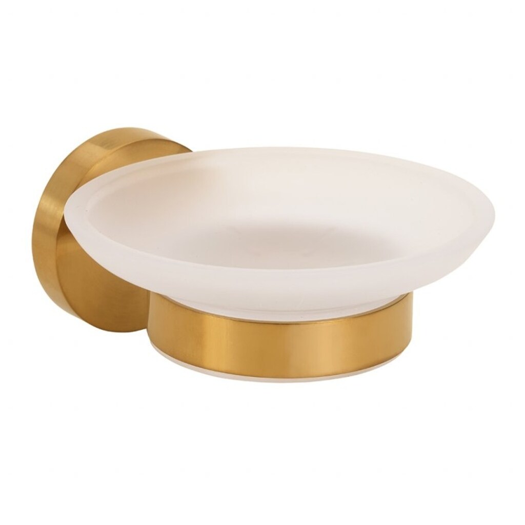 Brillantbad BABLO Seifenablage Messing Gold matt Milchglas 129x110x55 mm für Bad & Küche >> zum Bohren oder Kleben*