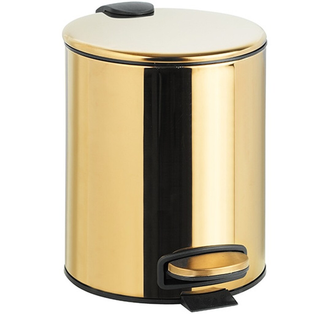 Brillantbad BILLO Abfalleimer Edelstahl Gold poliert 260x205x265 mm, 3 Ltr für Bad & Küche >> Freistehend anwendbar