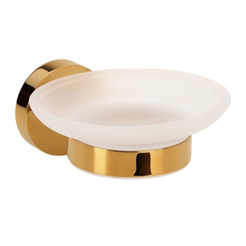 Brillantbad BILLO Seifenablage Messing Gold poliert Milchglas 129x110x55 mm f&uuml;r Bad & K&uuml;che >> zum Bohren oder Kleben* - Bild 1