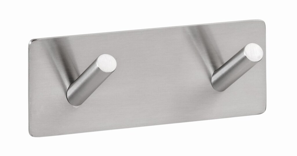 Brillantbad BEASY Kleiderhaken Edelstahl peb&uuml;rstet 38x115x45 mm f&uuml;r Bad & K&uuml;che >> zum Kleben - Bild 1