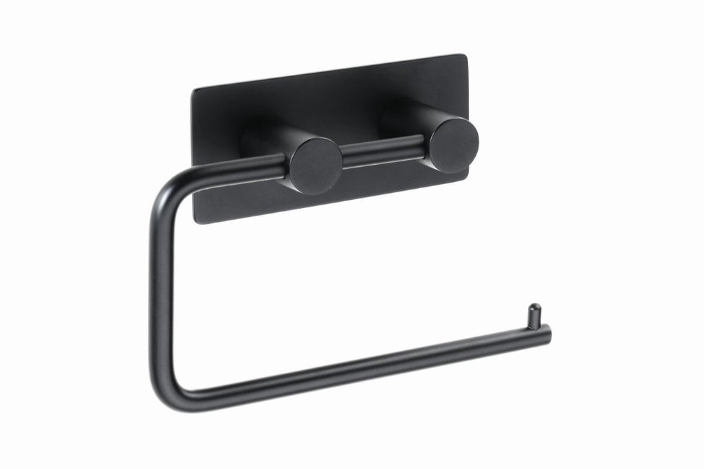 Brillantbad BEASY Toilettenpapierhalter Edelstahl Schwarz 42x145x100 mm f&uuml;r Bad & WC >> zum Kleben - Bild 1