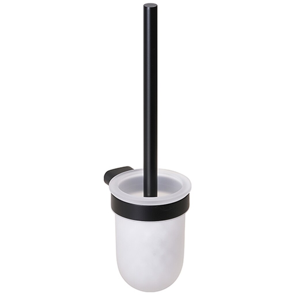 Brillantbad BORGANIC BLACK WC-Bürstengarnitur Edelstahl Milchglas Schwarz 122x95x360 mm für Bad & WC >> zum Bohren