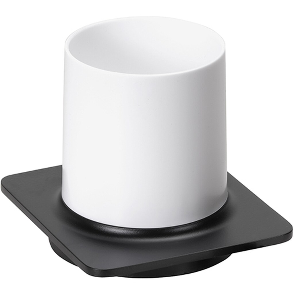 Brillantbad BORGANIC BLACK Glashalter Edelstahl Zink Kunststoff Schwarz 110x100x100 mm f&uuml;r Bad & WC >> zum Bohren - Bild 1