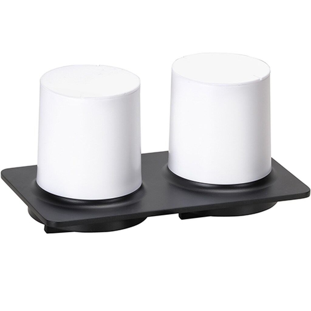 Brillantbad BORGANIC BLACK Doppelter Seifenspender Edelstahl Zink Kunststoff Schwarz 100x200x115 mm, 200 ml für Bad & Küche >> zum Bohren