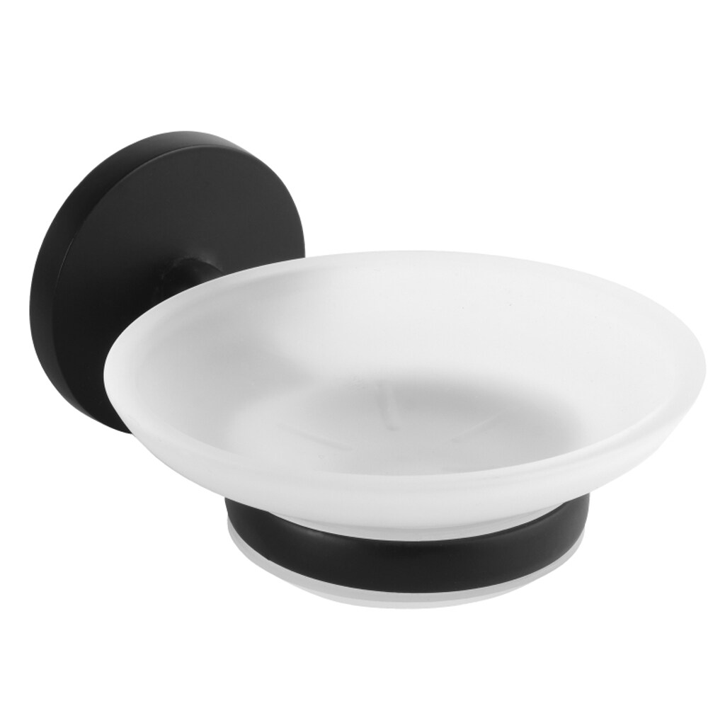 Brillantbad BOX Seifenschale Zink Milchglas Schwarz 138x110x60 mm f&uuml;r Bad & K&uuml;che >> zum Bohren - Bild 1