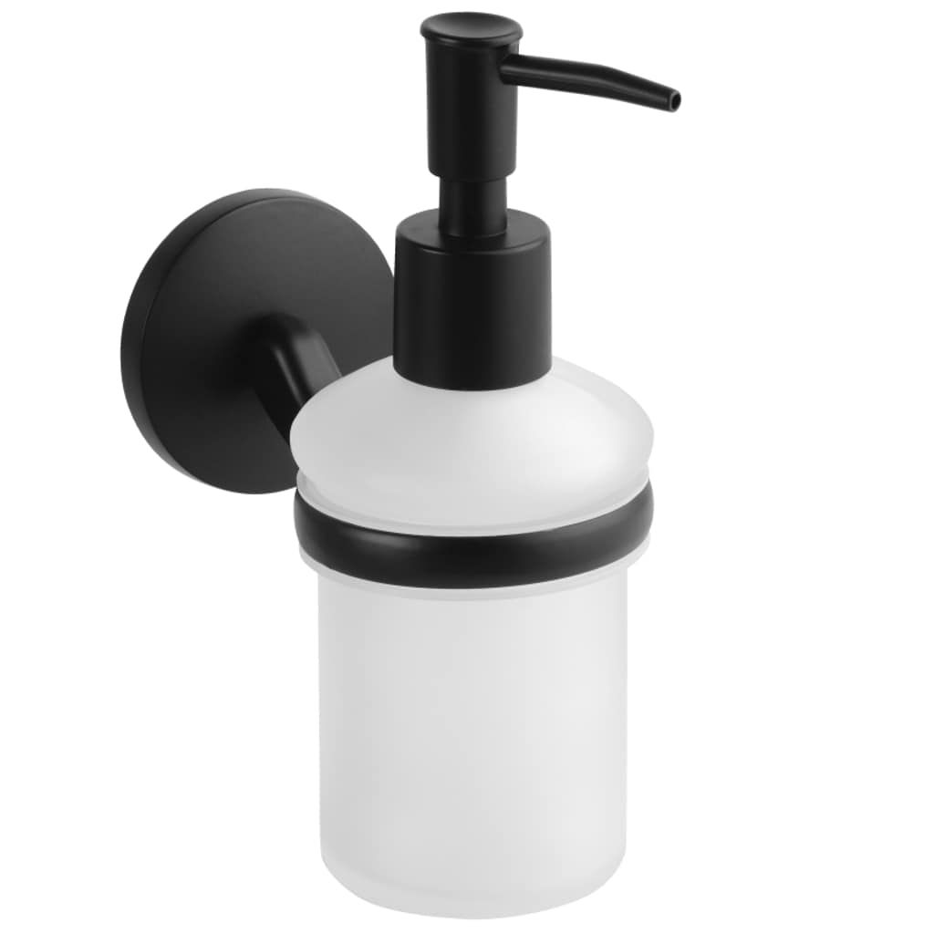 Brillantbad BOX Seifenspender Zink Milchglas Kunststoff Schwarz 125x68x165 mm, 200 ml  f&uuml;r Bad & K&uuml;che >> zum Bohren - Bild 1