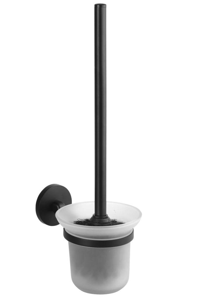 Brillantbad BOX WC-B&uuml;rstengarnitur Zink Milchglas Schwarz 150x113x385 mm f&uuml;r Bad & WC >> zum Bohren - Bild 1