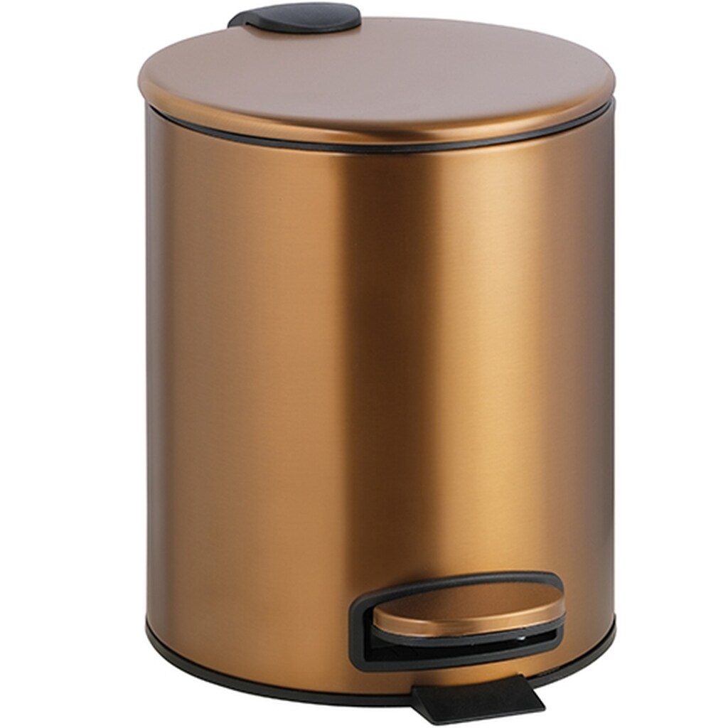 Brillantbad BAMBER Abfalleimer Edelstahl Gold Kupfer matt 260x205x265 mm, 5 Ltr für Bad & Küche >> Freistehend anwendbar