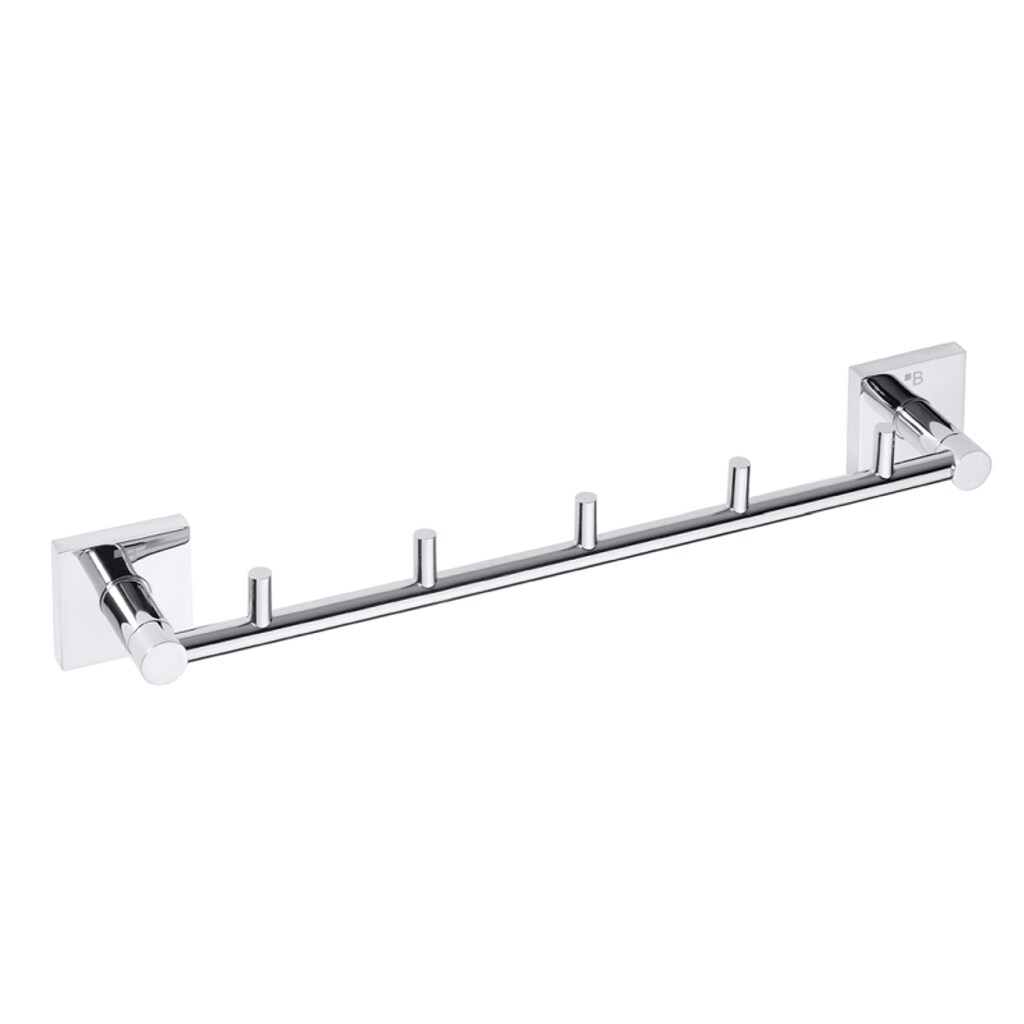 Brillantbad META Hakenleiste 5 Haken Messing Chrom 70x415x55 mm für Bad & Küche >> zum Bohren