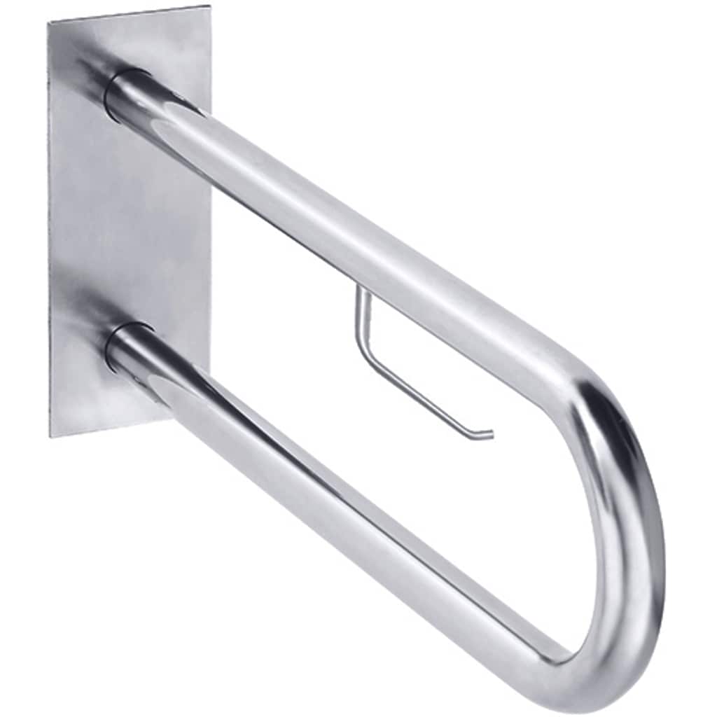 Brillantbad BELP St&uuml;tzgriff mit Toilettenpapierhalter & Abdeckung Edelstahl geb&uuml;rstet 616x100x250 mm, 120 kg Traglast f&uuml;r Bad & WC >> zum Bohren - Bild 1