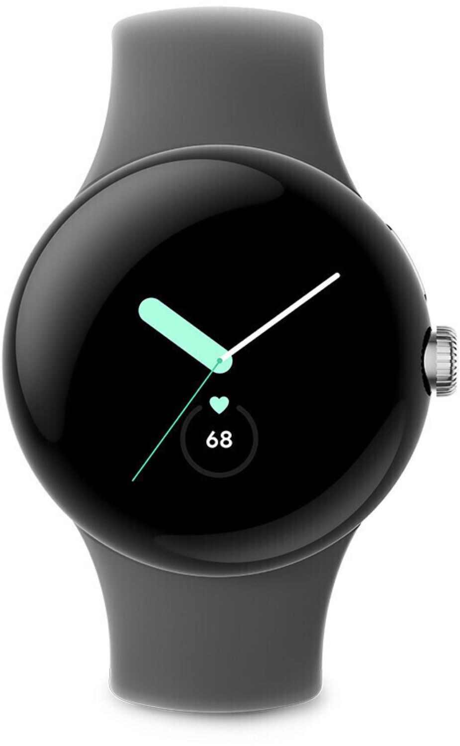 Google Pixel Watch WiFi Polished Silver Sportband Charcoal - Bild 1