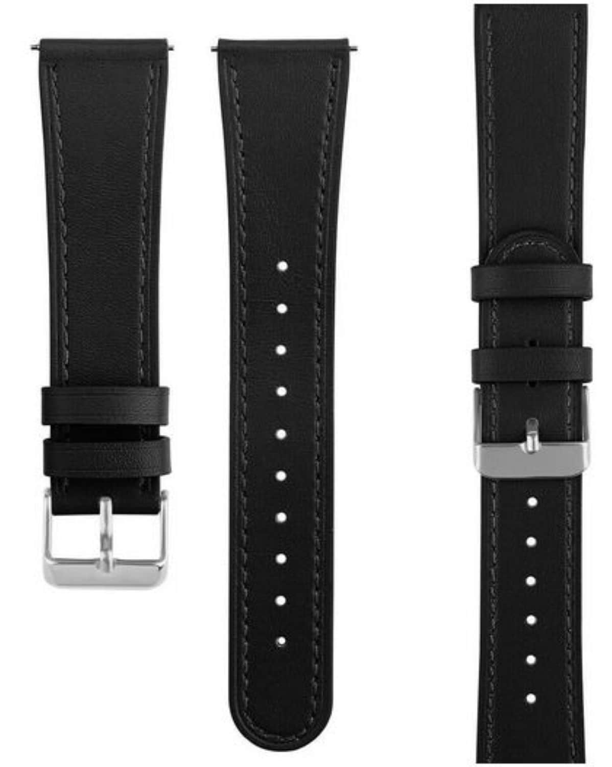 Lederarmband (22mm) passend u.a. f&uuml;r Galaxy Watch 3 45mm - Bulk - Black - Bild 1