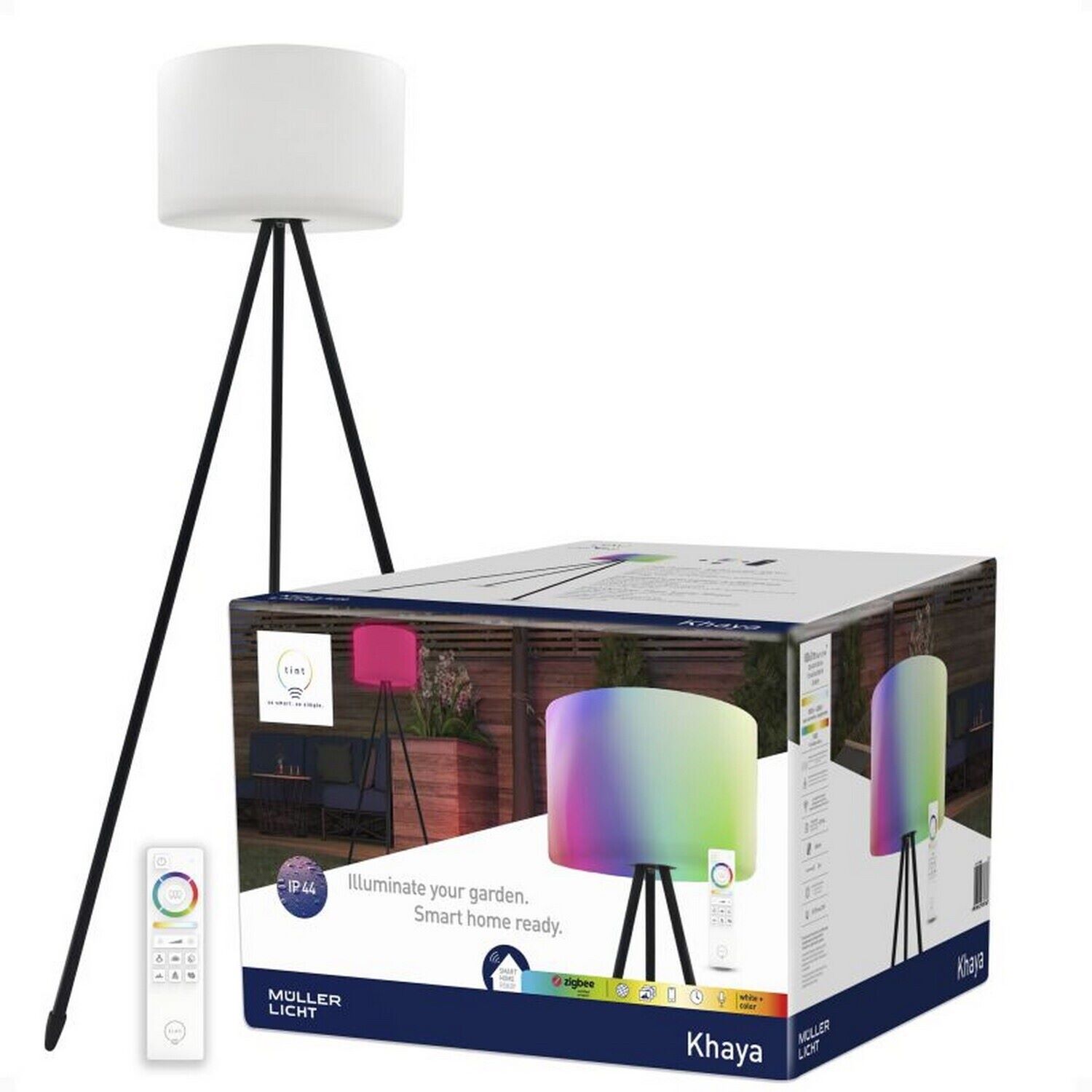 tint Smarte Outdoor LED-Stehlampe KHAYA &ndash; mit wei&szlig;em (1800-6500 K) und farbigem Licht RGB Spritzwassergesch&uuml;tzt IP44 - Bild 1