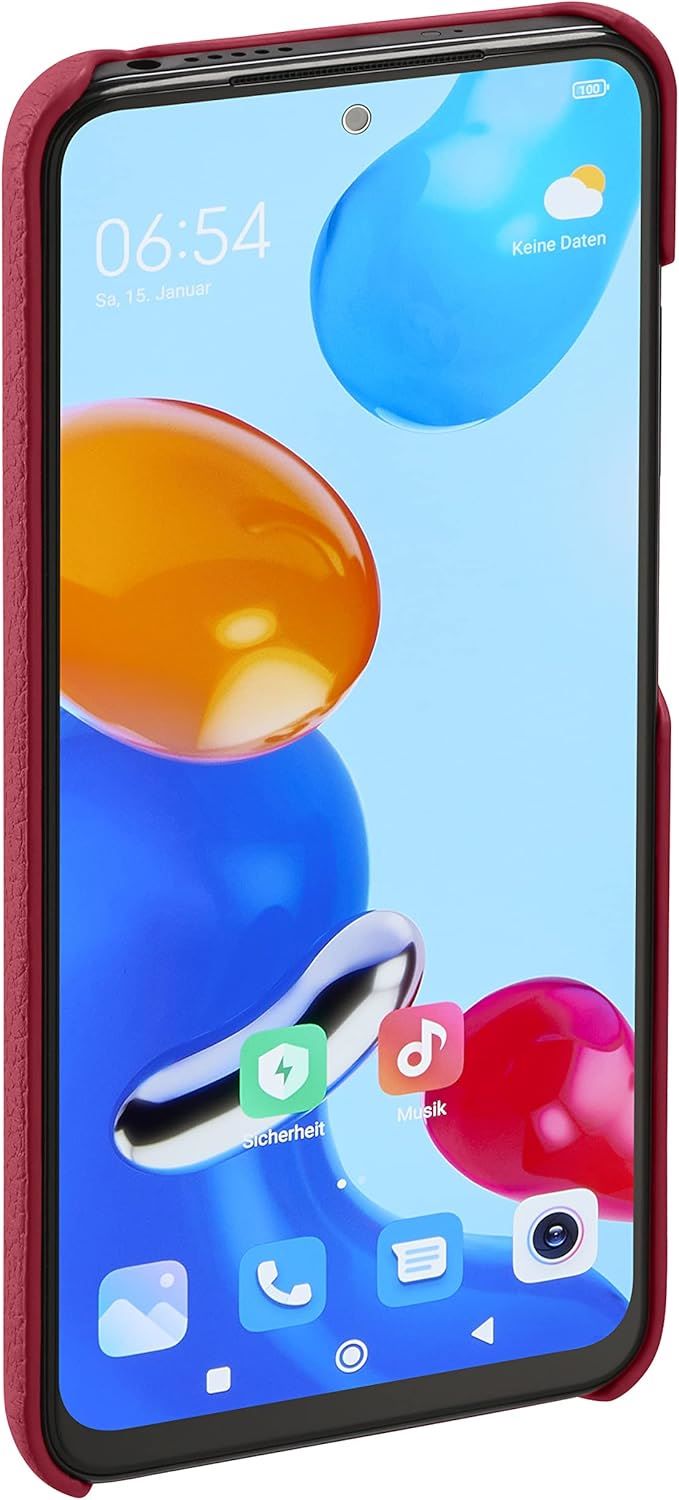 Xiaomi Lenny Echtleder Backcover f&uuml;r Xiaomi Redmi Note 11/11S Red - Bild 1