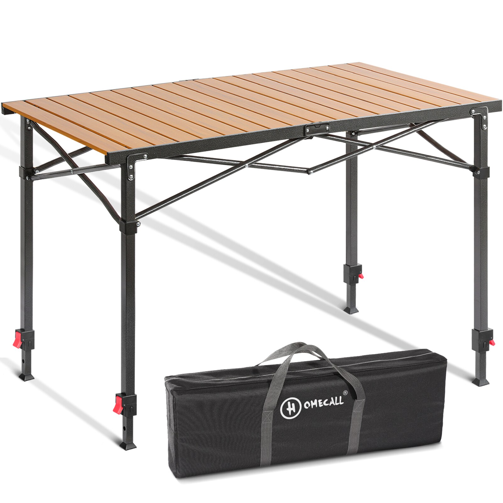 Klapptisch Campingtisch Balkontisch Gartentisch, Alumininum, bis 100kg, für 2-6 Personen, Höhenverstellbares Bein(76/84,5/92,5 cm)