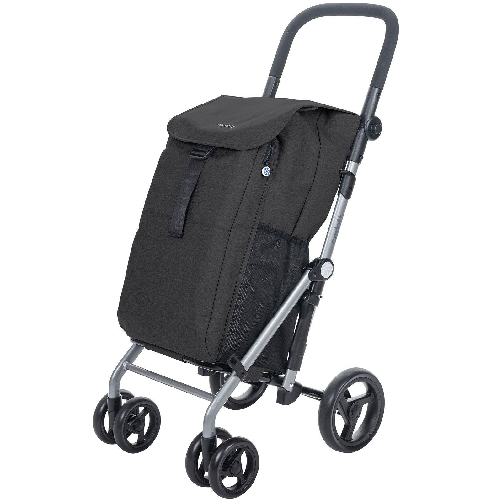 CARLETTEinkaufstrolley Einkaufswagen Klappbar Grocery Trolley Shopping Cart 53 l, Kühltasche 10L, eine Große Kapazität von 25 kg, Für Einkaufen-Schwarz