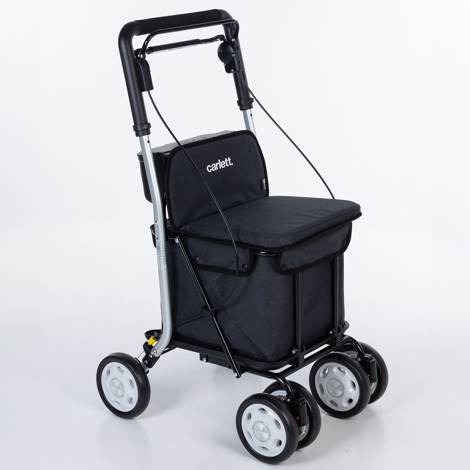 CARLETTEinkaufstrolley Einkaufswagen Shopping Trolley Rollatoren für SeniorenMaximale Sitzbelastung 125 kg, 30L, Wasserdichte Tasche aus Polyester-Schwarz