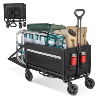 HOMECALL Bollerwagen Handwagen Klappbar, mit Aufbewahrungstaschen und Reflektorstreifen, bis 150KG, 120L+ - Bild 1