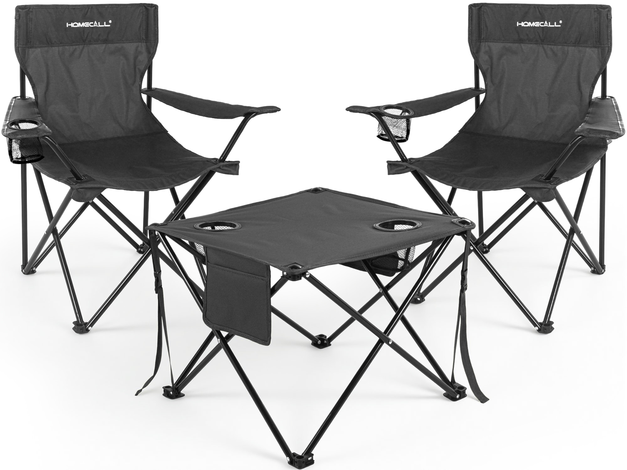 HOMECALL Campingstuhl Campingtisch mit St&uuml;hlen Klappstuhl Camping Faltstuhl Picknicktische (Schwarz) - Bild 1