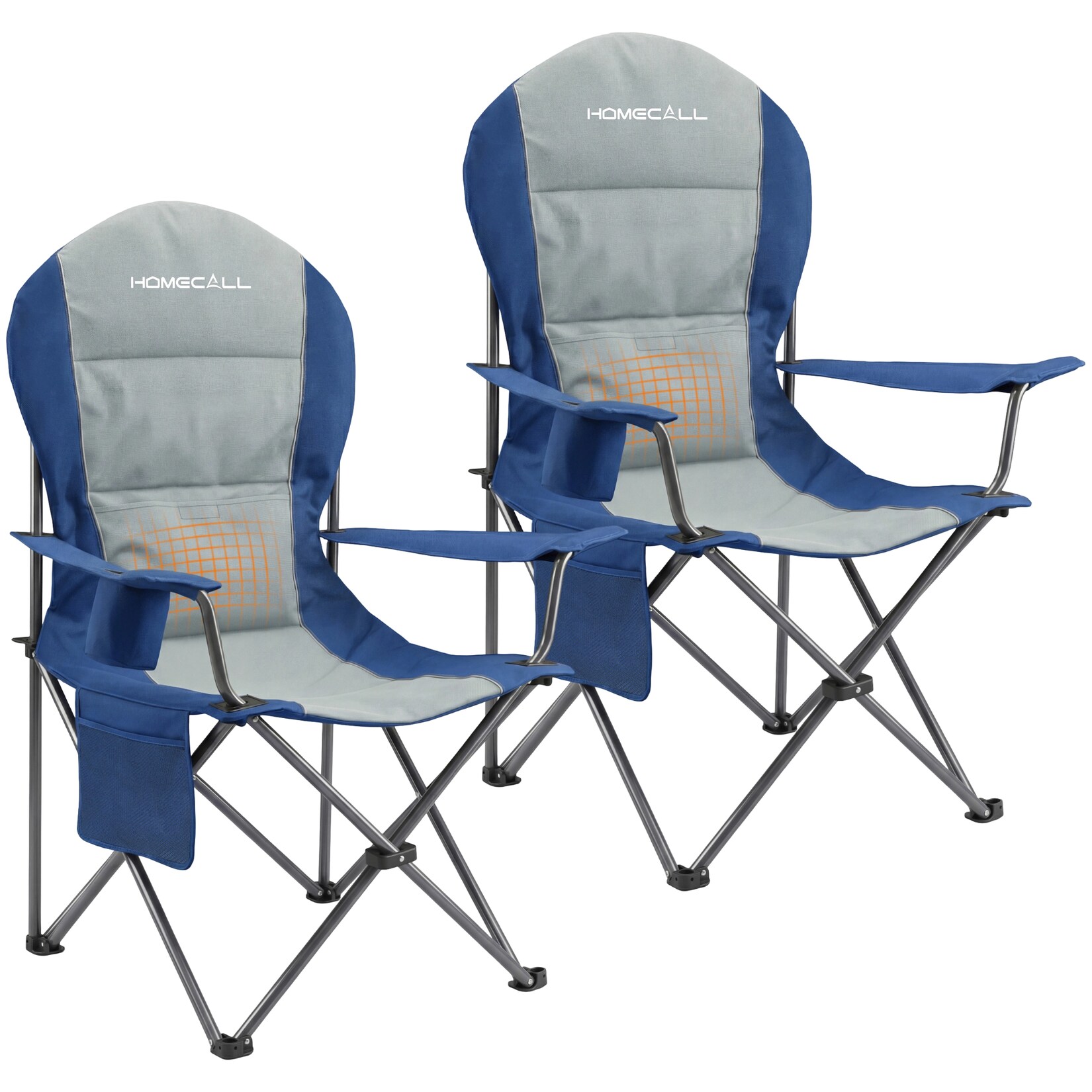 Homecall Campingstuhl Hochlehner 110cm mit Lendenwirbelstütze Klappstuhl Angelstuhl Faltbar, (Bis 150kg, gepolstert, faltbar, stabil, 2 St), für Camp Garten Balkon (marineblau)