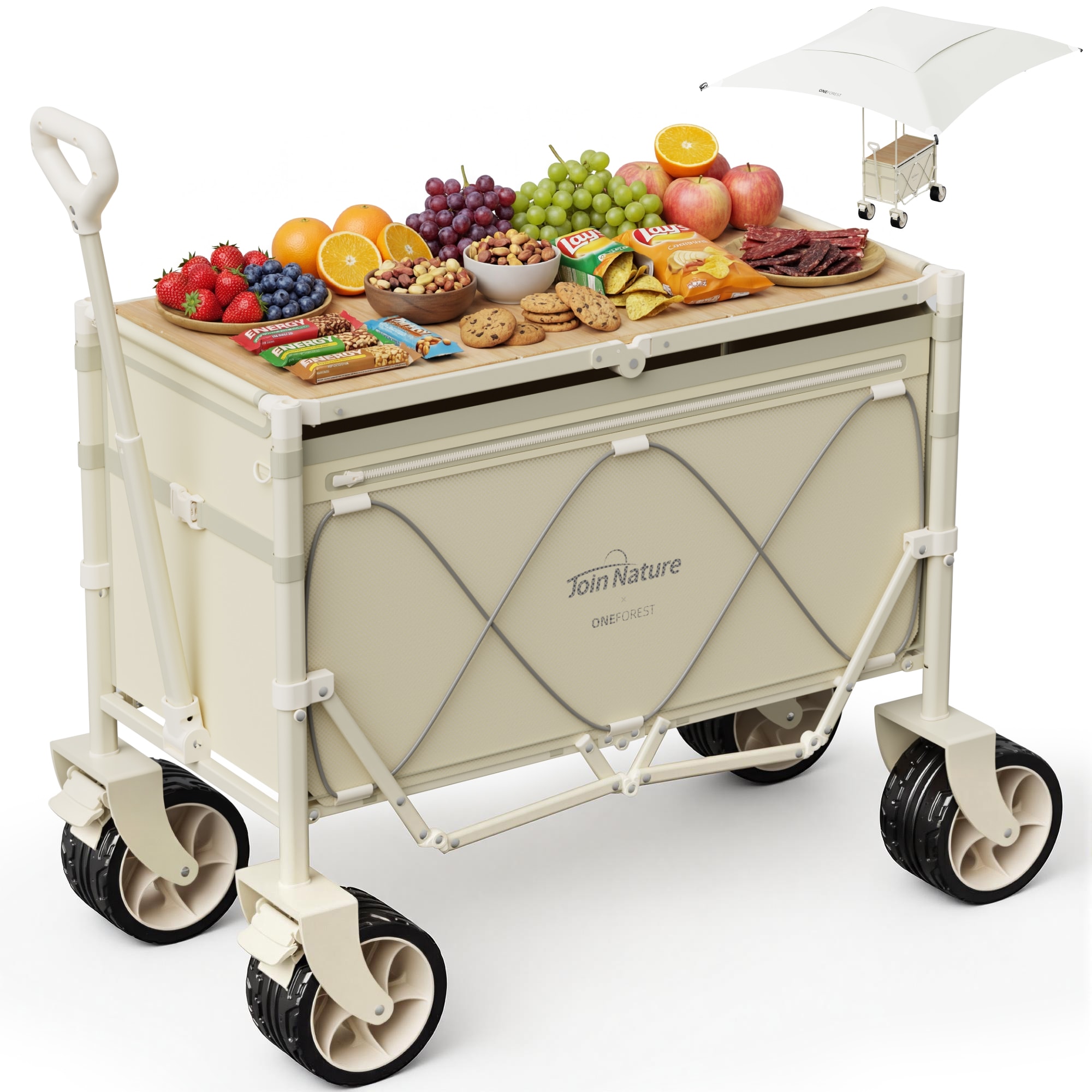 HOMECALLBollerwagen 3-in-1 Bollerwagen Faltbar mit Tischplatte  Sonnendach f&uuml;r Sand-160L - Bild 1