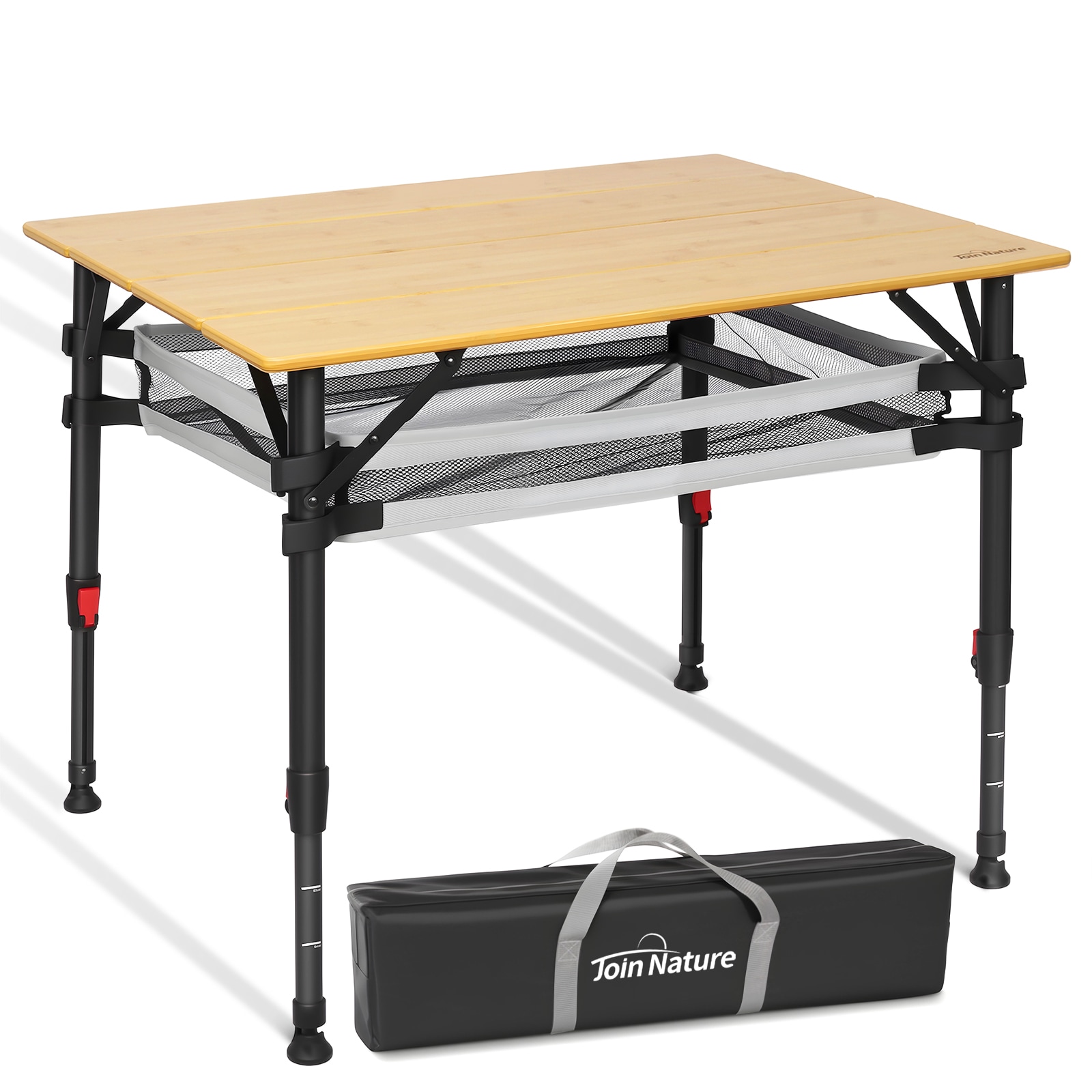 HOMECALL Klapptisch Bambus Camping-Klapptisch h&ouml;henverstellbar 47&ndash;65 cm - Bild 1