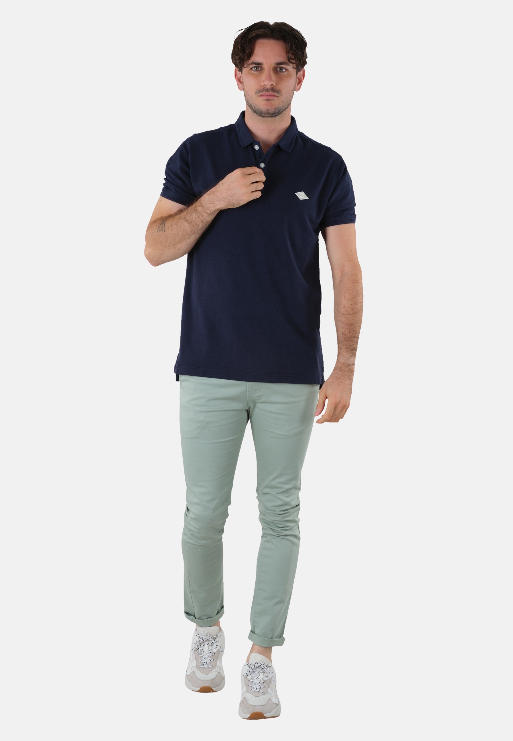 DEELUXE Shirt Unifarbenes Kurzarm-T-Shirt PLAYING mit Polokragen und Knopfleiste in normaler Passform - Bild 1