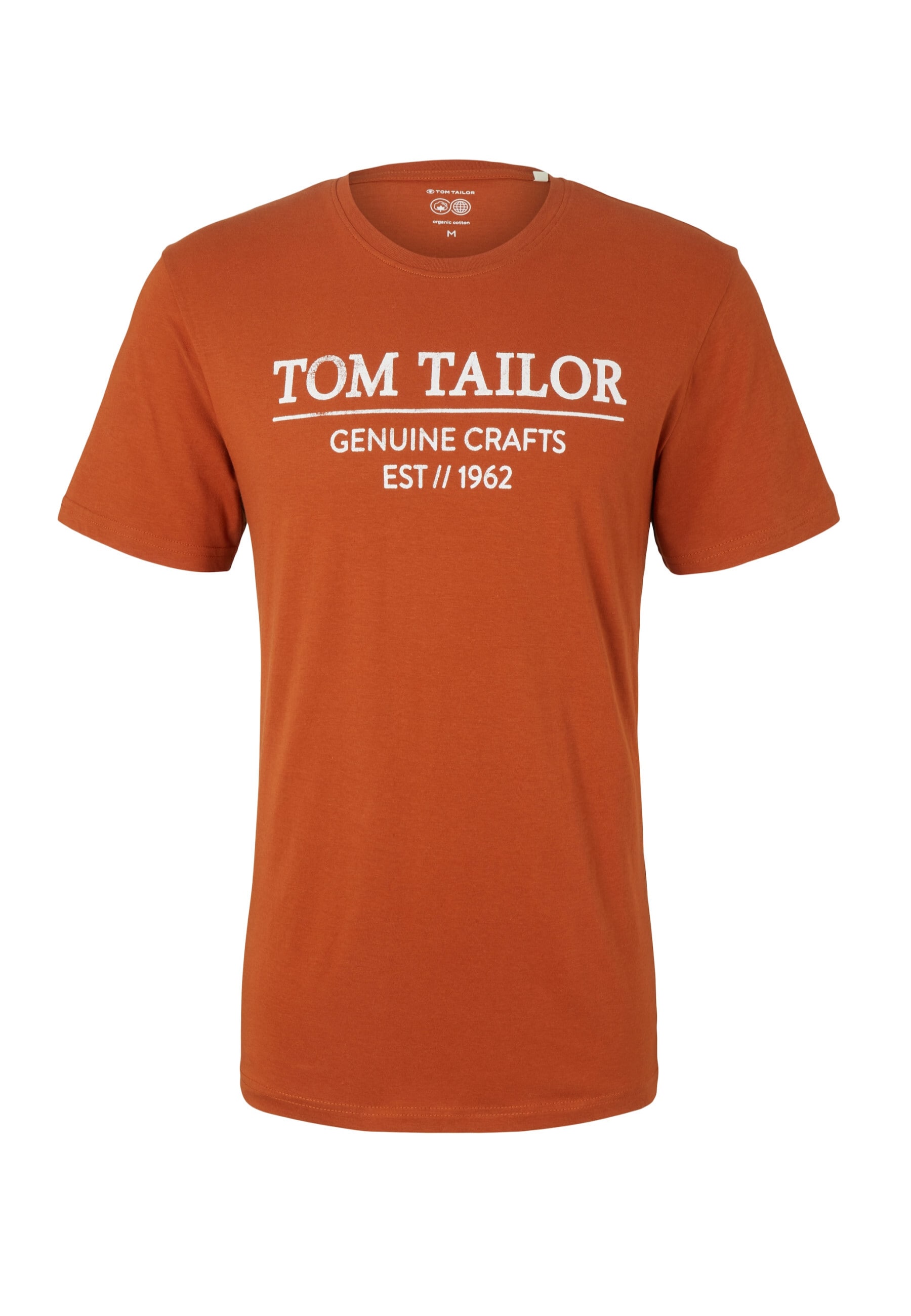 Tom Tailor Shirt Unifarbenes Kurzarm T-Shirt mit Rundhalsausschnitt und Label-Print - Bild 1
