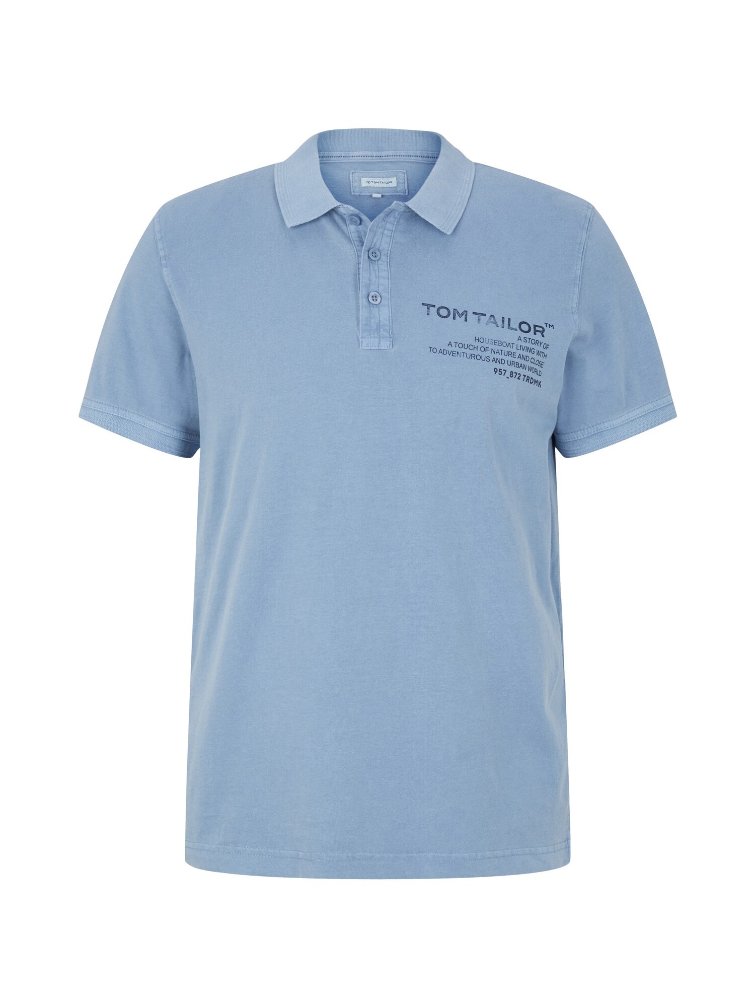 Tom Tailor Poloshirt Kurzarmshirt mit Polokragen und Textprint - Bild 1