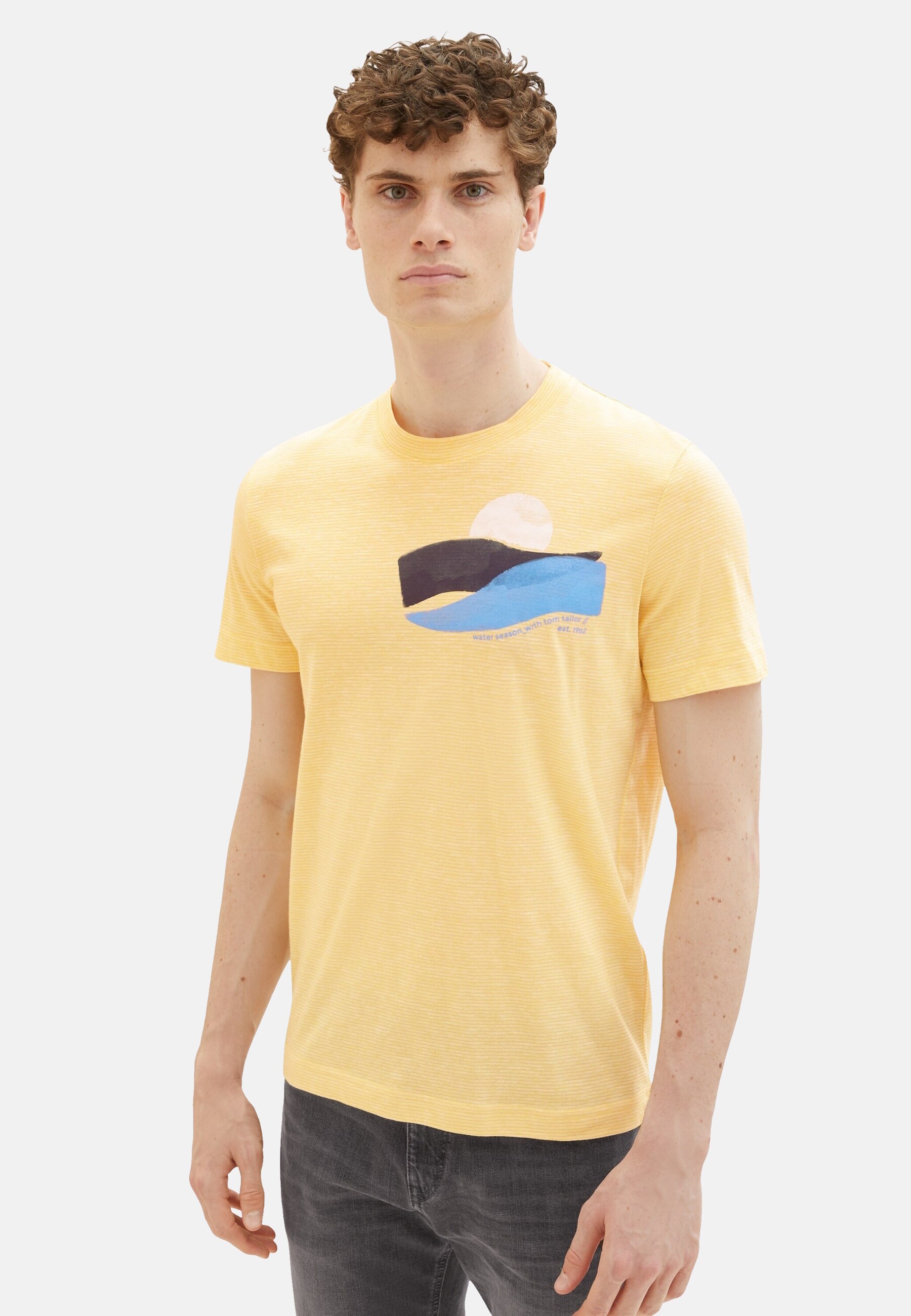 Tom Tailor T-Shirt Gestreiftes Kurzarmshirt mit Rundhalsausschnitt und Foto-Print - Bild 1