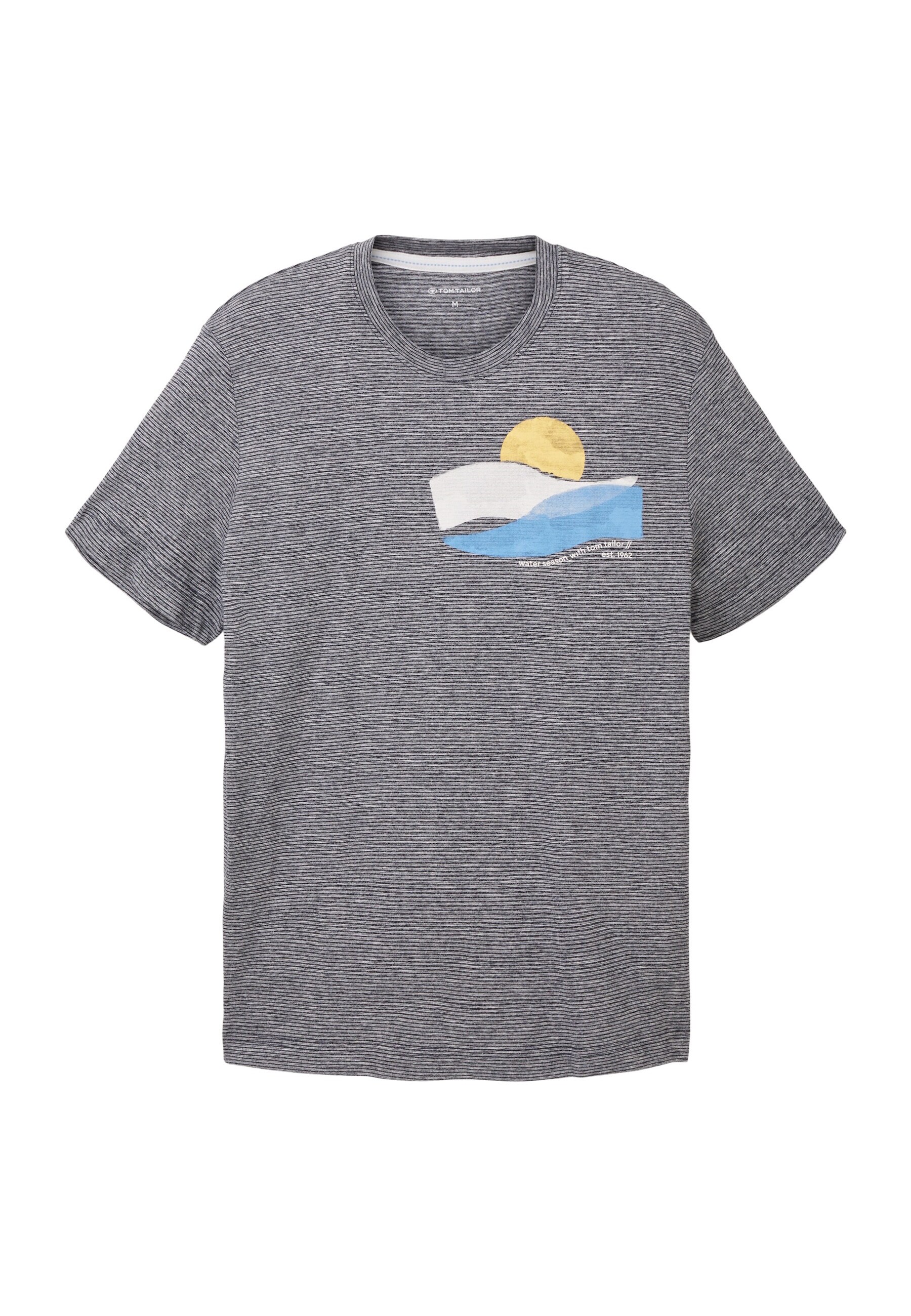 Tom Tailor T-Shirt Gestreiftes Kurzarmshirt mit Rundhalsausschnitt und Foto-Print - Bild 1