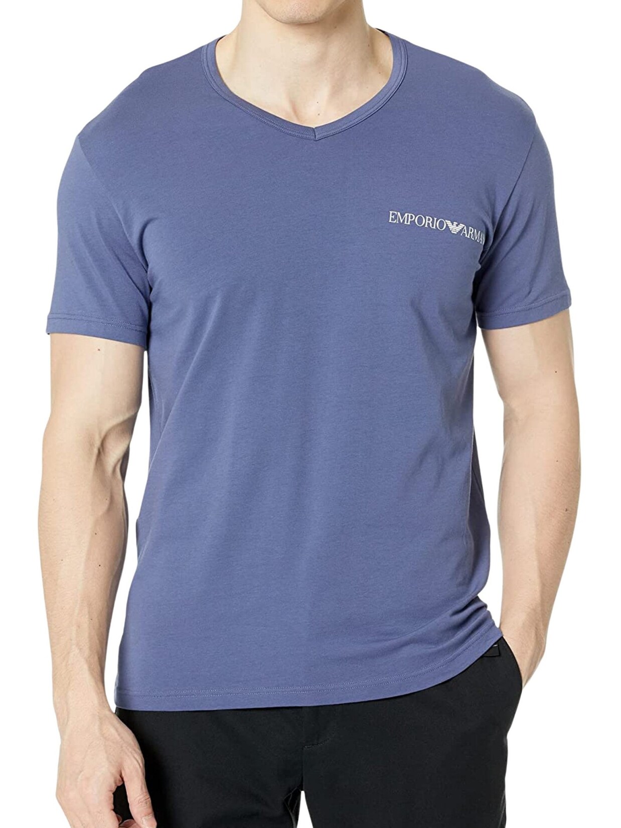 Emporio Armani Shirt Basic-T-Shirts mit V-Ausschnitt und Logo-Print in Regular Fit | 08053616590474