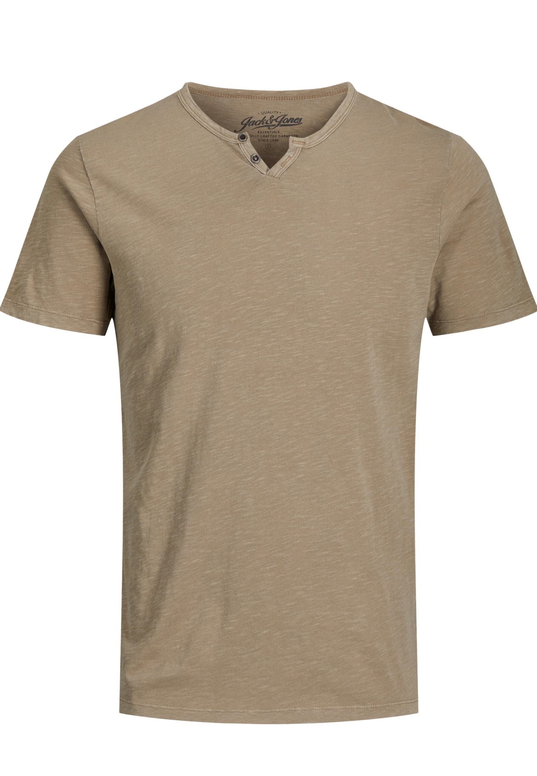 Jack & Jones T-Shirt SPLIT NECK Kurzarmshirt mit zwei Zierkn&ouml;pfen aus Slub-Gewebe - Bild 1